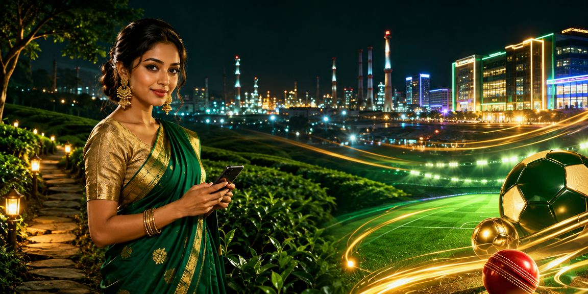 গাজীপুরের চা-বাগানের পরিবেশে মোবাইলে বেটিং উপভোগ করছেন একজন তরুণ