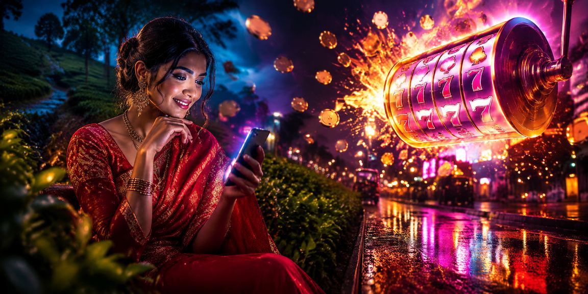 খুলনায় শাড়ি পরিহিত একজন তরুণী মোবাইলে স্লট গেম উপভোগ করছেন